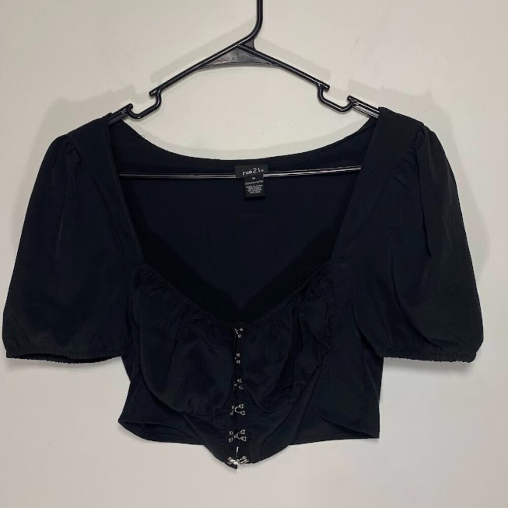 Rue21 Black Hook and Eye Top